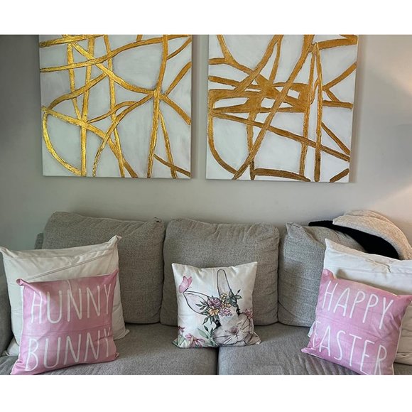 Easter Decorative Throw Pillow Covers Bunny Accent Cases Cottage Spring Decor - Picture 4 of 9